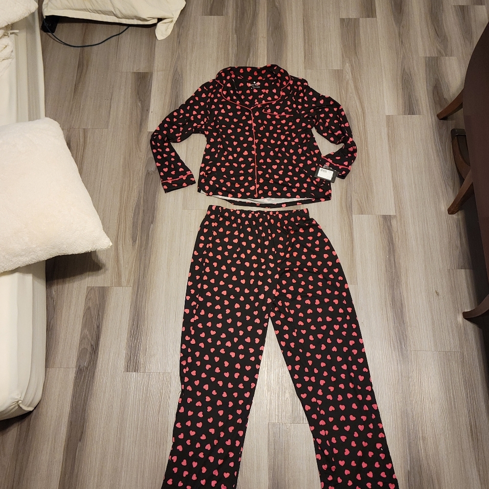 Kate Spade PJs HEARTS Black & Pink M